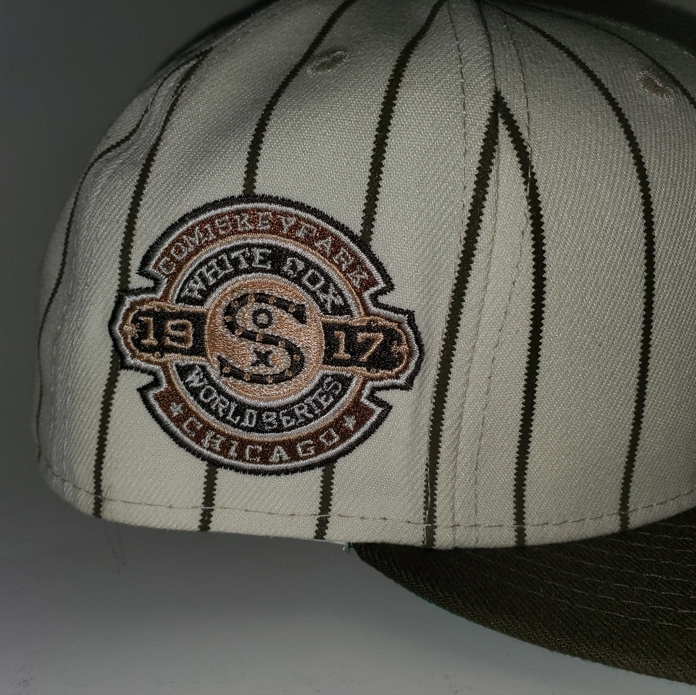 RARE-NEW ERA Chicago White Sox Brown Pinstripe 59Fifty Fitted Hat Size 7-1/2 - Picture 3 of 8